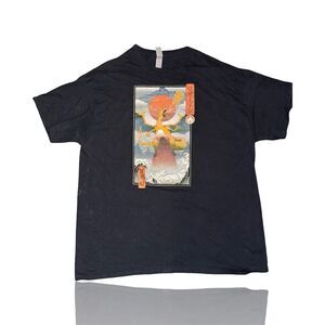 Pokemon Charizard Ukiyo-e Style Graphic T-Shirt Black Unisex XL